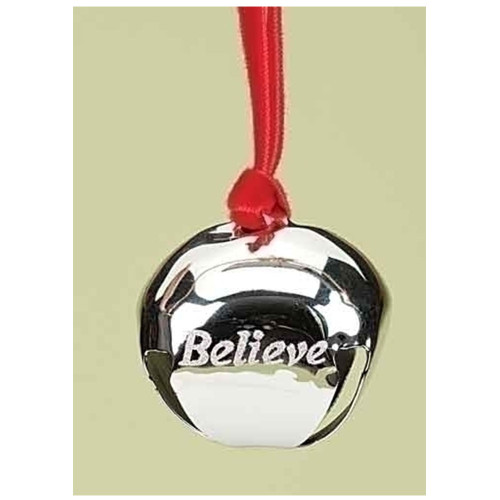 Believe Silver Bell Ornament 2x1.75IN