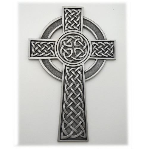 Celtic Wall Cross with Celtic Knot Pewter 8