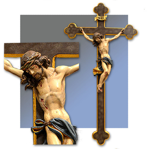 "Christ Pisa" on 15" Baroque Cross Antique Style