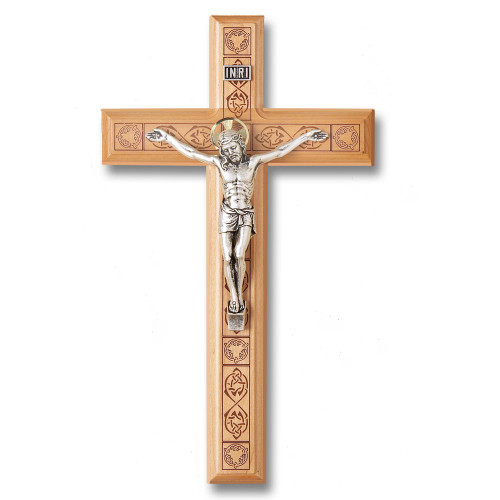 11 IN Celtic Engraved Maple Crucifix