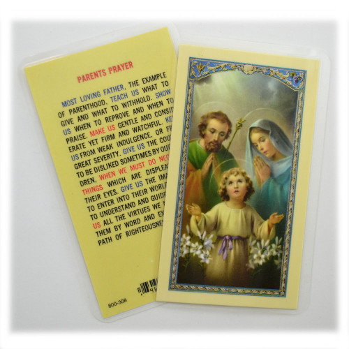 Parent's Prayer Laminated Holy Card