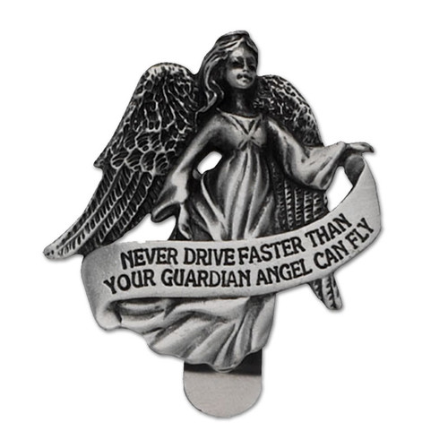 Pewter Visor Clip Guardian Angel Don't Drive Fast | St. Patrick's