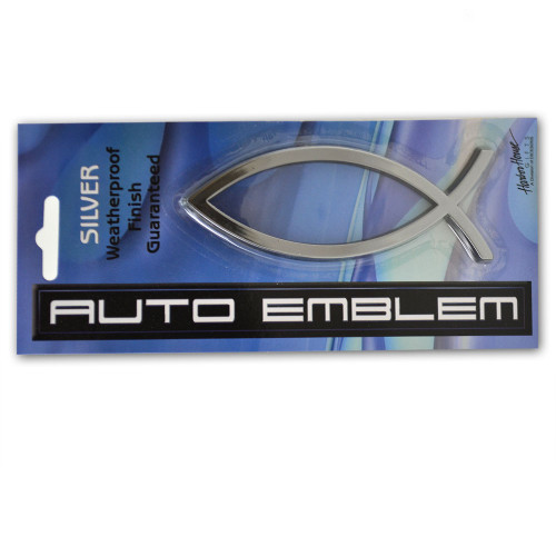 Fish Christian Auto Car Sign Silver
