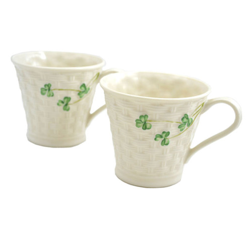 Set of 2 Shamrock Mugs by Belleek