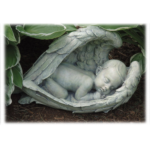 Sleeping Baby, Wrapped in Angel Wings Statue