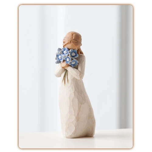 Forget Me Not Willow Tree Figurine with bouquet of Forget-Me-Not flowers