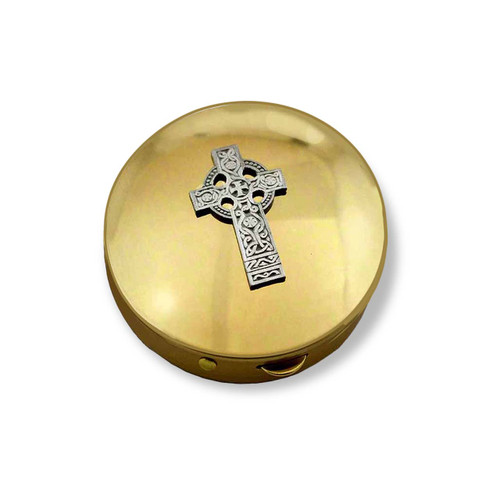 PS 142 Brass Pyx with Celtic Cross 12-15 Hosts