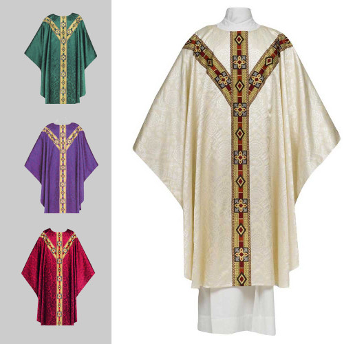 White Chasuble in Lyon Tudor Rose