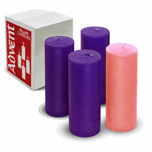 3" x 8" Purple/Pink Stearine Advent Candles: Set of 4