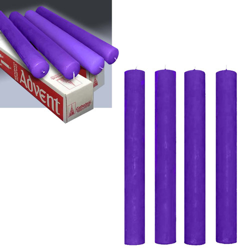 1-1/2"x12" Purple 51% Beeswax Advent Candles: Set of 4