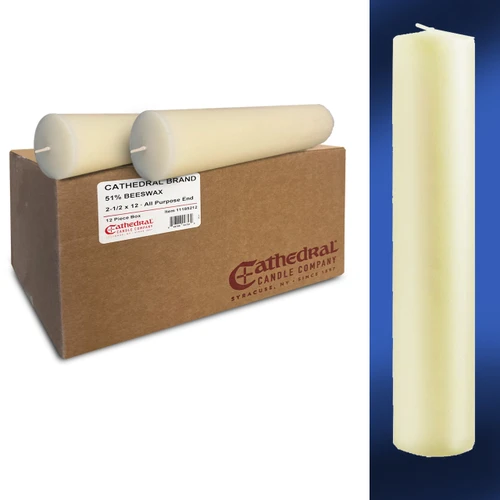 Altar Candle 2-1/2"x12" APE 51% Beeswax