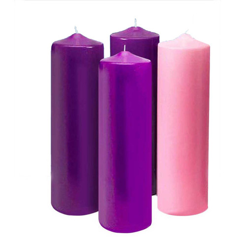 3" x 9" Purple/Pink Stearine Advent Candles: Set of 4