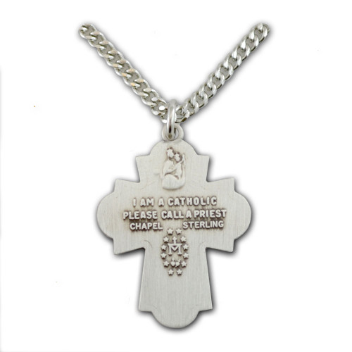 Sterling 4 Way Medal Necklace, 18