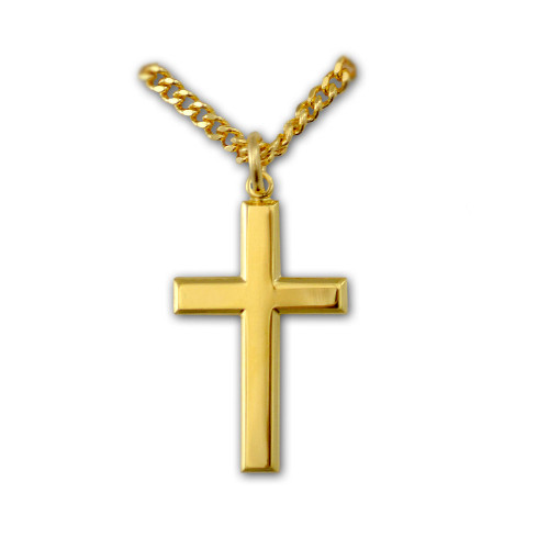 Men's Cross Pendant Necklace and Gold Plated Chain