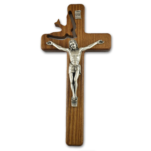 Wood Confirmation Wall Crucifix With Dove Cut-Out