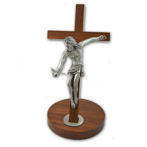 Jesus Christ W/ Dove Walnut Crucifix- 11"