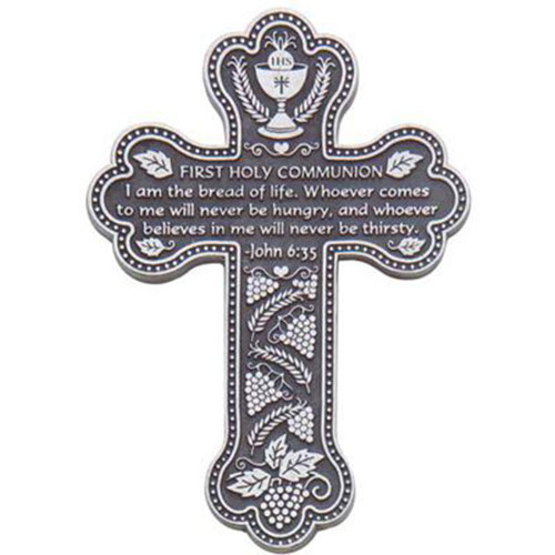 Pewter First Communion Wall Cross - 5.5 Inch