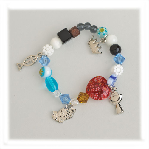 I Believe in The Name of Jesus – Apostle's Creed Glass Charm Bracelet Cross