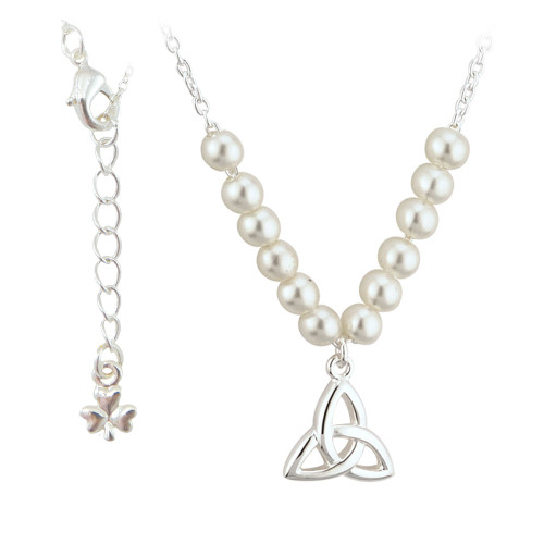Child's Trinity Knot Pearl Necklace Silver Plated