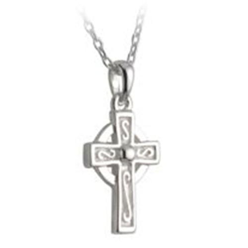 Sterling Silver Celtic Cross Necklace, 16 Inch Chain