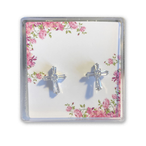 Crystal Cubic Zirconia Earrings in clear plastic box