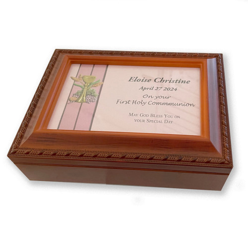 Girls Personalized First Communion Music Box