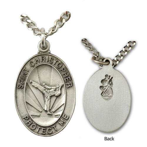 Sterling Silver St. Christopher/Baseball Pendant | The Catholic Company®