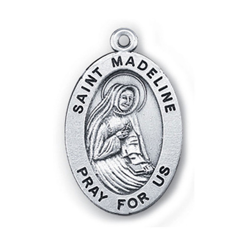 Small St Madeline Sterling Silver Medal 18IN Chain