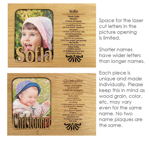 Example of the unique qualities of each Personalized Girl Name Plaque