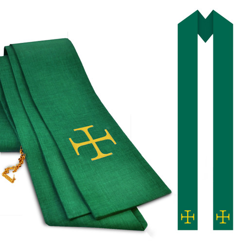 3576 Green Overlay Stole in Pius