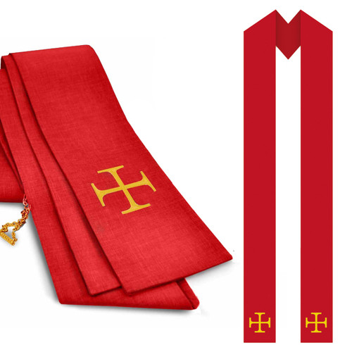 3576 Red Overlay Stole in Pius