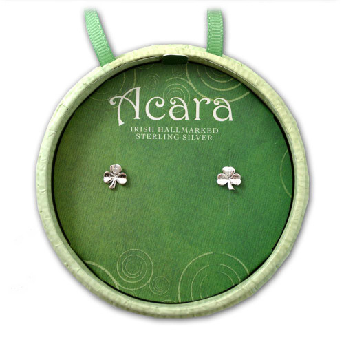 Hallmarked Irish Shamrock Stud Earrings