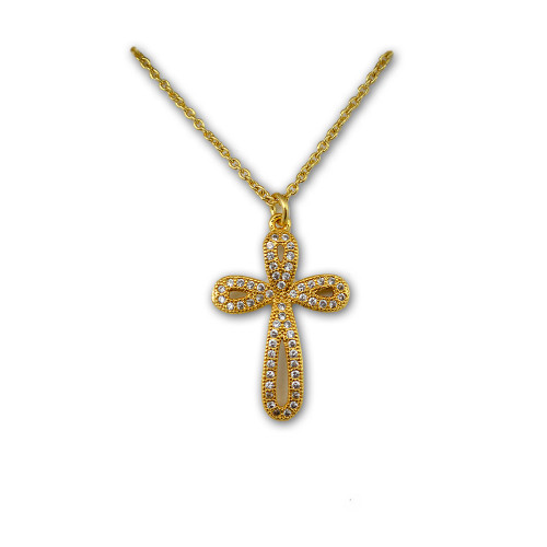 Gold Pave Cross Necklace