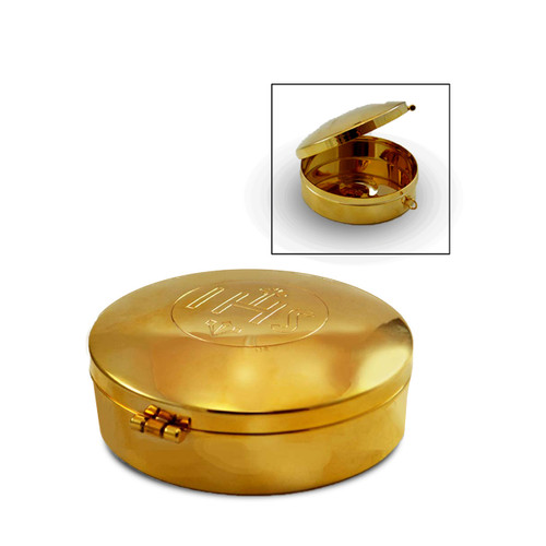 CS Large Gold Pyx w/IHS Design
