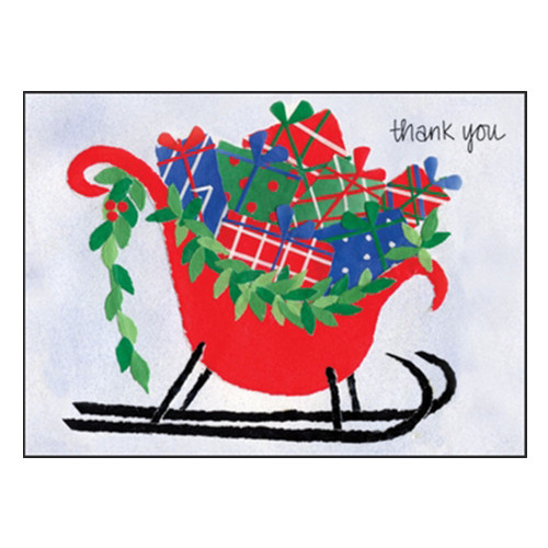 Festive Sleigh Christmas Thank You Cards Packaged