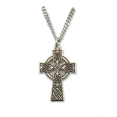 Sterling Celtic Cross Pendant 24IN Chain
