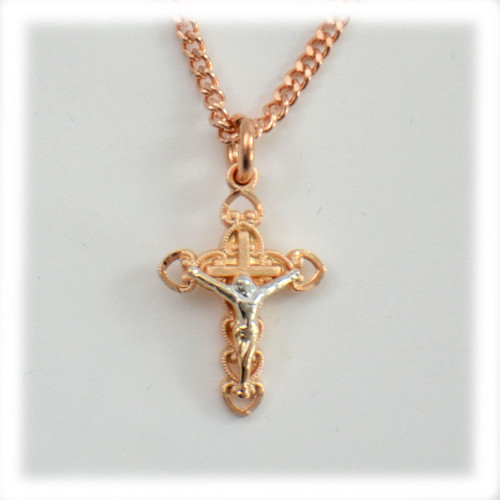 Rose Gold Crucifix 18IN Chain