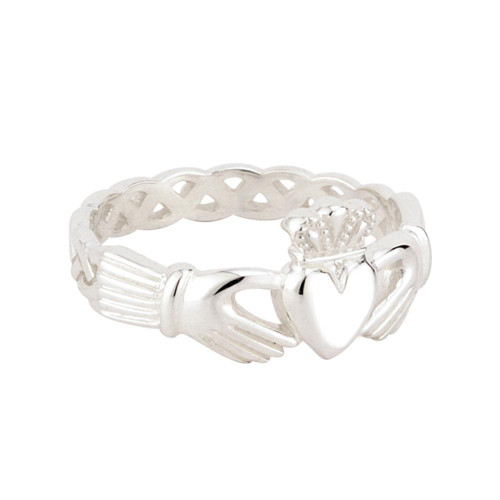 Ladies Sterling Silver Claddagh Ring Woven