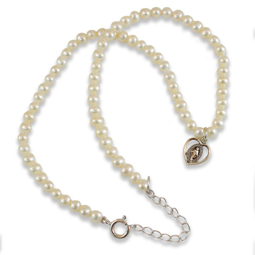 Pearl Necklace with Miraculous Medal