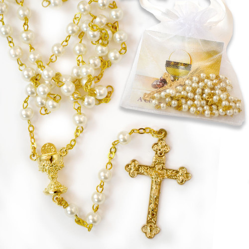 First Communion Rosary in Organza Bag