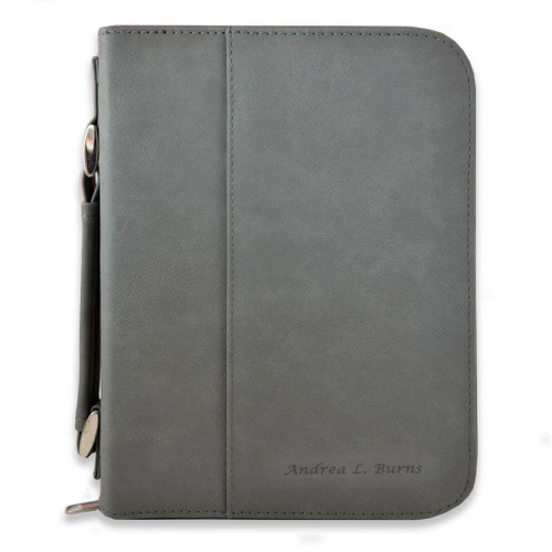 Charcoal Leatherette Bible Cover with Optional Personalization