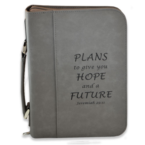 Charcoal Small Leather Bible Cover with Verse & Optional Personalization