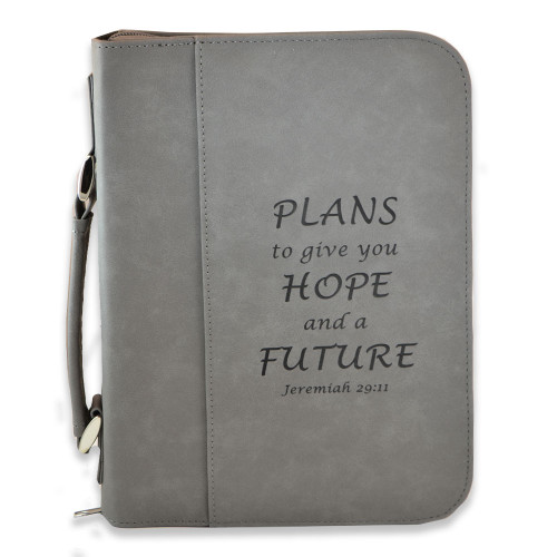 Charcoal Large Leatherette Bible Cover with Verse & Optional Personalization