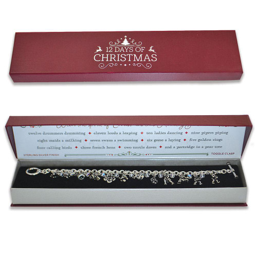 12 Days of Christmas Bracelet in red and silver packaging
