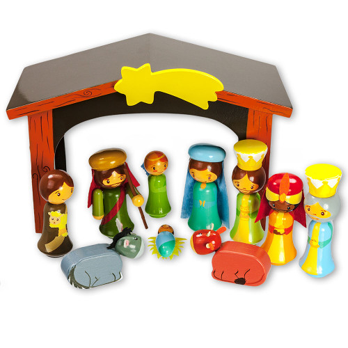 Wood Block Nativity Set