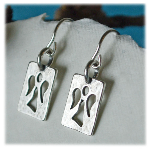 Silver cutout Guardian Angel Earrings