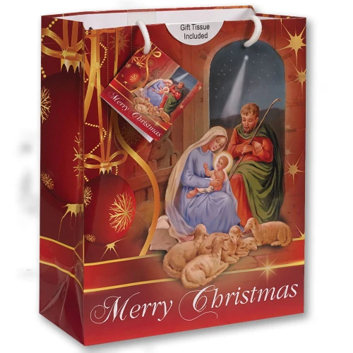 Holy Family Christmas Gift Bag Red