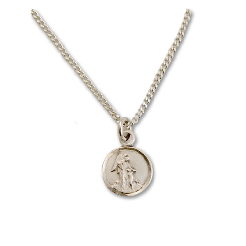 Silver Guardian Angel Pendant 16IN Chain