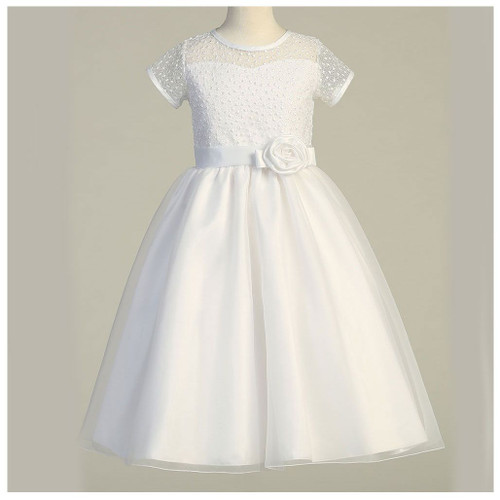 Front of the First Communion Dress Teresa with Embellished Tulle