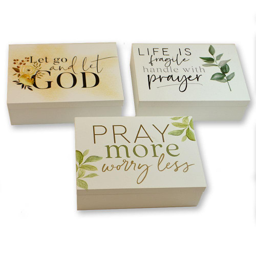 Wood Prayer Boxes 4.5 x 3.25 3 Asst